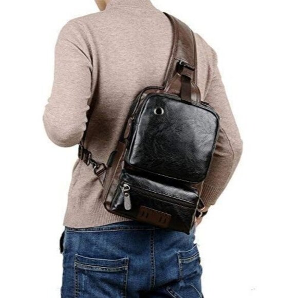 Other - Small Black Sling Crossbody Backpack Shoulder Bag for Men Women Vintage